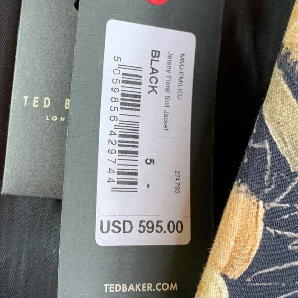 Ted Baker Cotton Jersey Floral Slim Fit Suit Jacket Men’s Size 5 (XL US) NWT - Picture 13 of 15